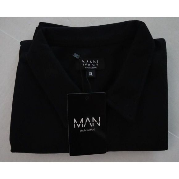 boohooMAN BMM12776 Men Sz XL Black Muscle Fit 1/4 Zip Polo & Joggers 2 Pc ￼Set - Picture 16 of 16